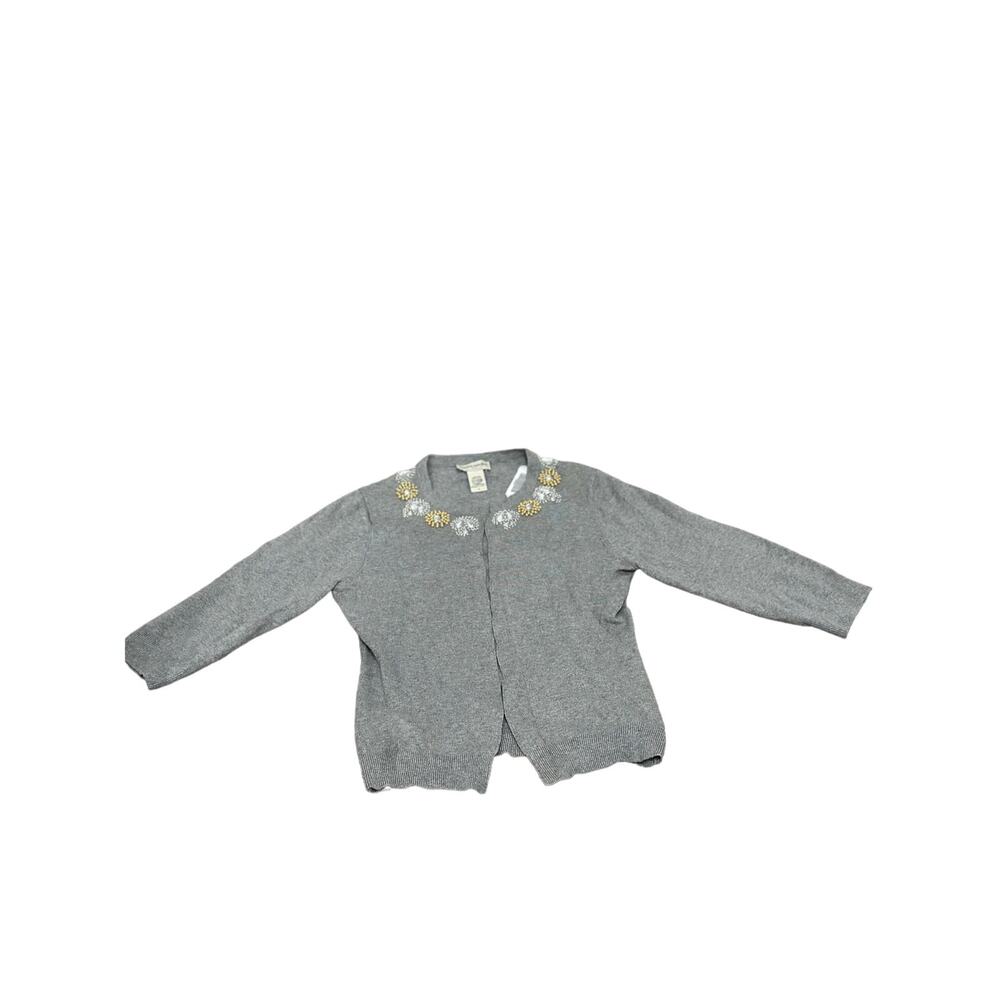 Banana Republic Gray Beaded Rhinestones Embellished Cardigan